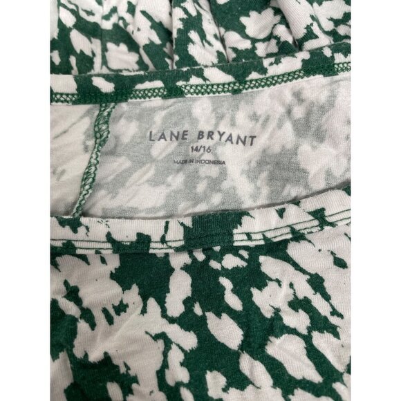Lane Bryant Womens 14/16 Green & White Patterned Top - Picture 4 of 5